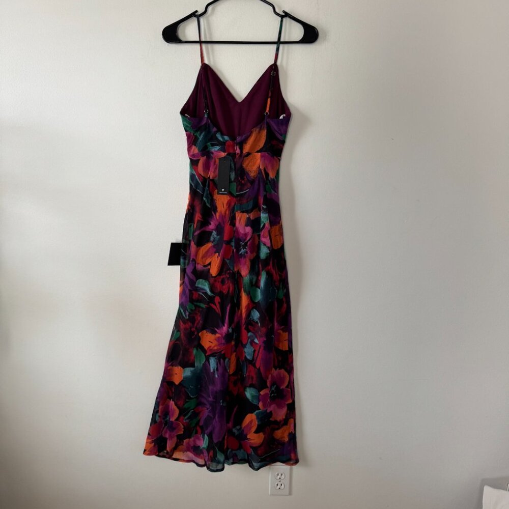 Lulus Beautiful Entrance Multi Floral Twist-Front Midi Dress - Picture 4 of 12